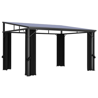 Prieel met gordijn 405x294x244 cm antraciet