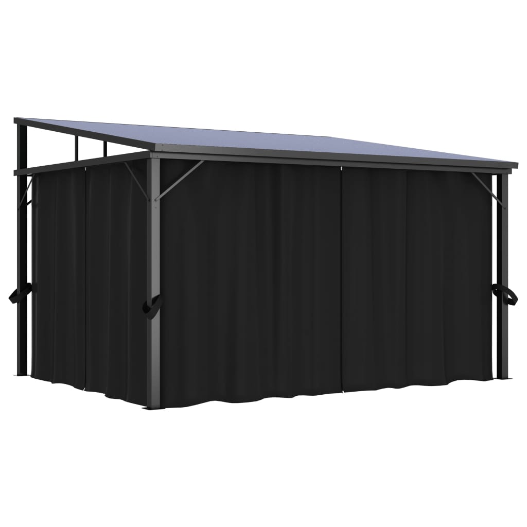 Prieel met gordijn 405x294x244 cm antraciet