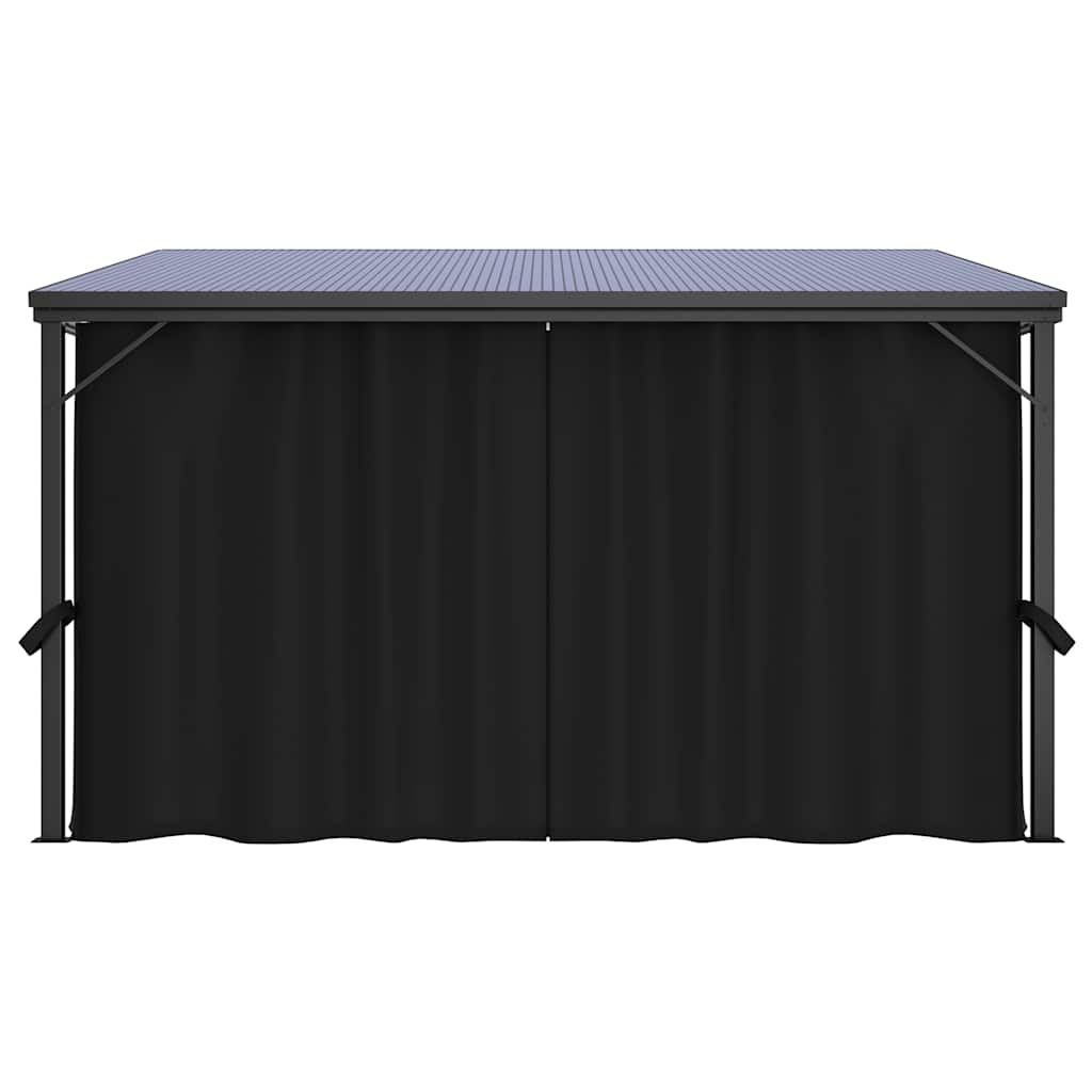 Prieel met gordijn 405x294x244 cm antraciet
