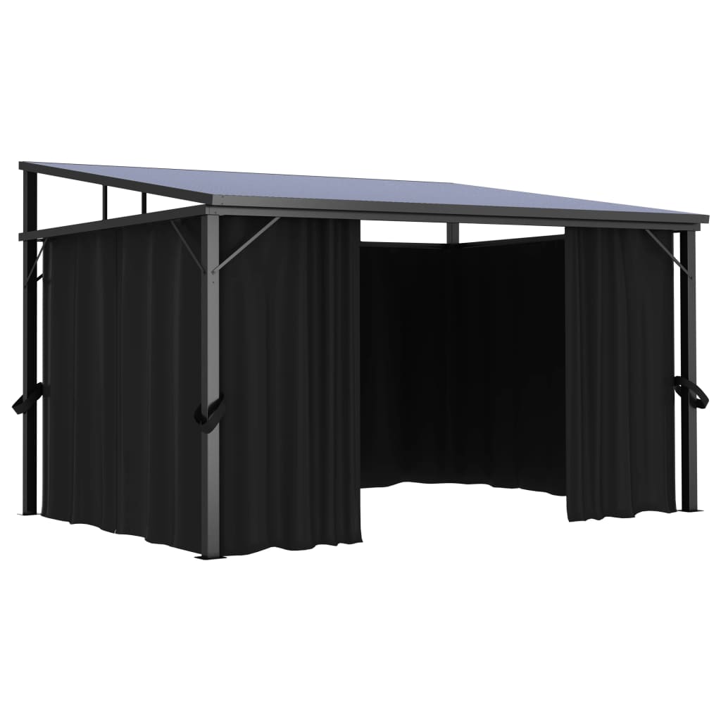Prieel met gordijn 405x294x244 cm antraciet