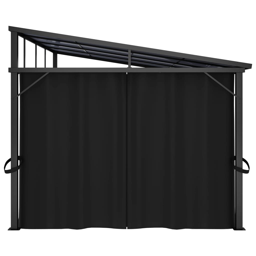 Prieel met gordijn 405x294x244 cm antraciet