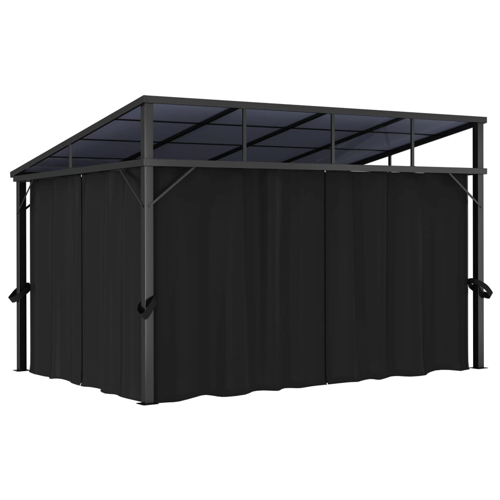 Prieel met gordijn 405x294x244 cm antraciet