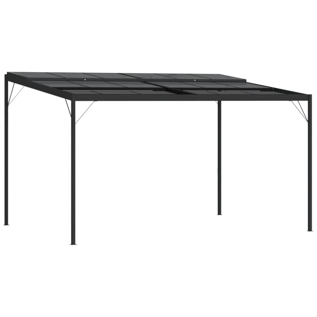 Prieel met dak 4x3x2,5 m aluminium en staal antracietkleurig