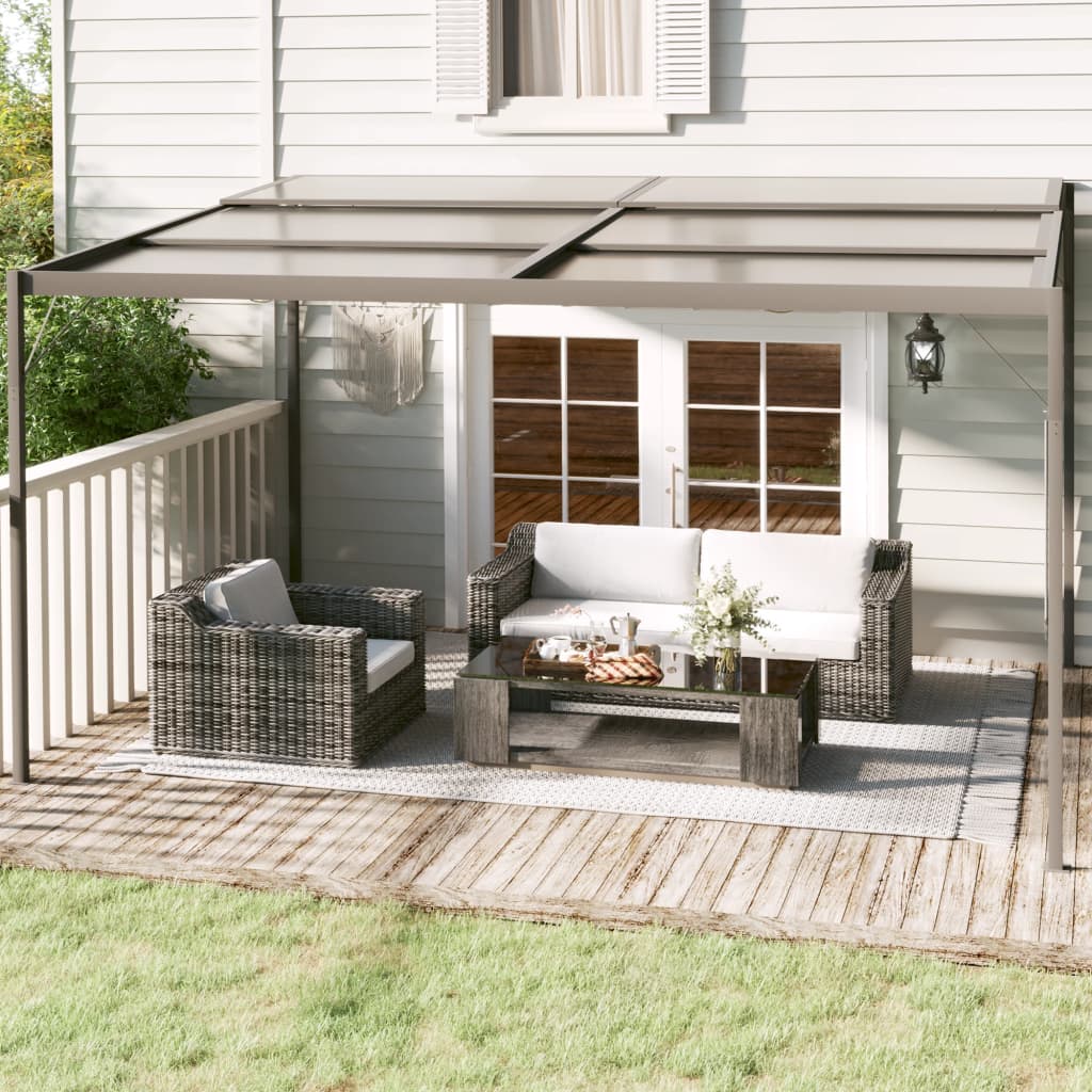 Prieel met dak 4x3x2,5 m aluminium en staal antracietkleurig
