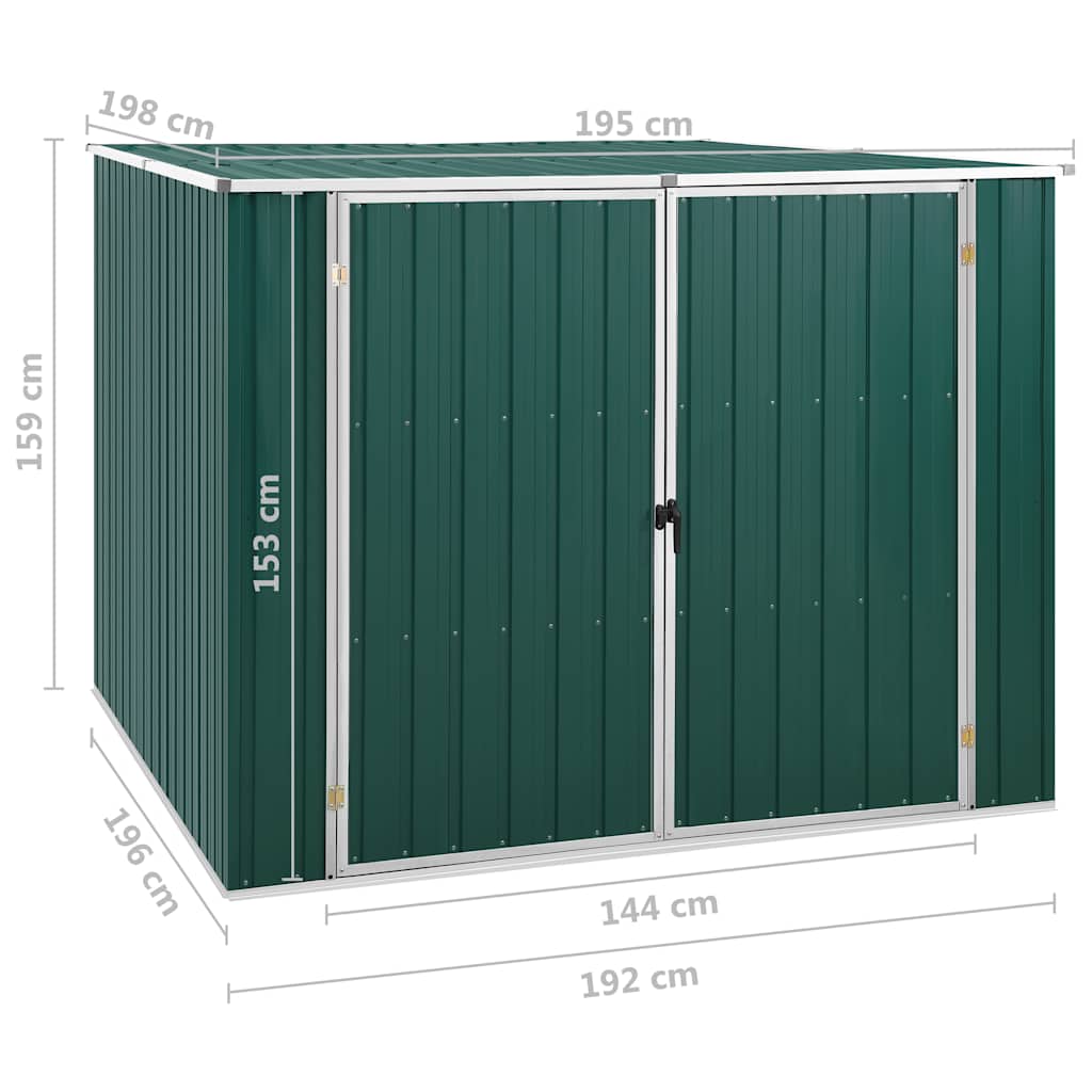 Tuinschuur 195x198x159 cm gegalvaniseerd staal groen
