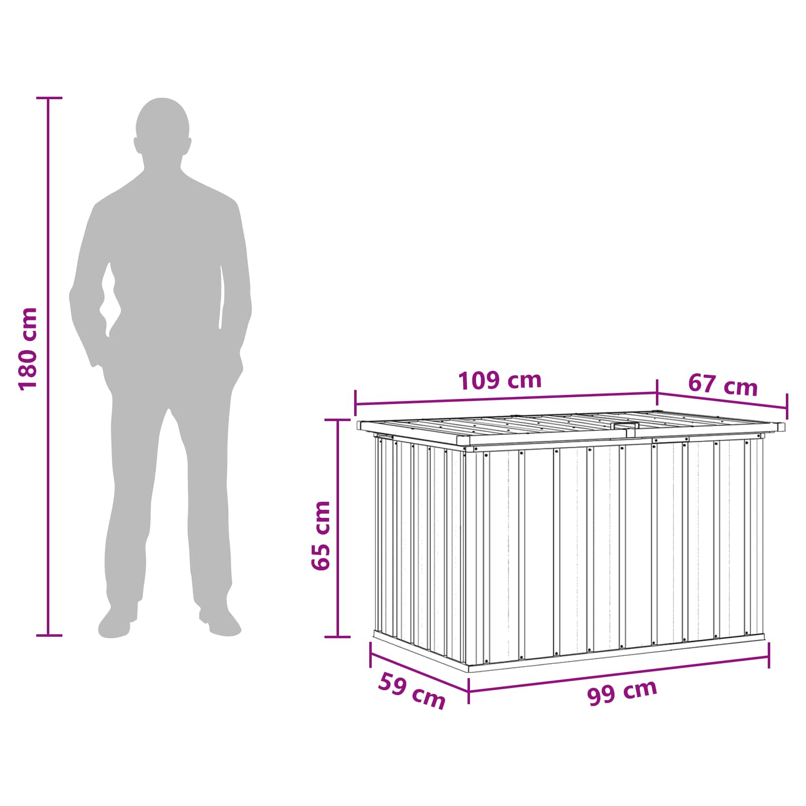 Tuinbox 109x67x65 cm grijs