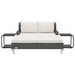 Ligbed met kussens 2-persoons poly rattan zwart