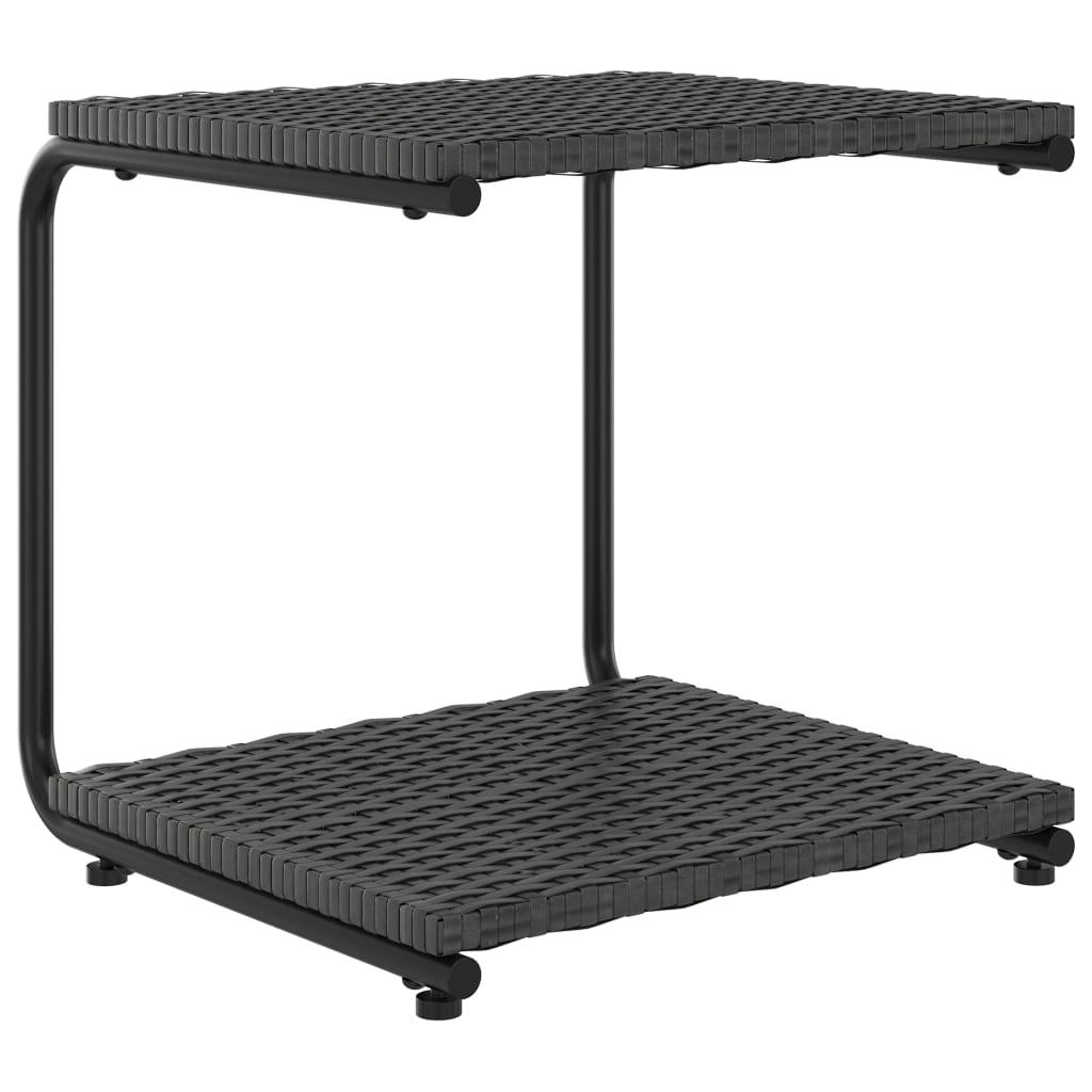 Ligbed met kussens 2-persoons poly rattan zwart