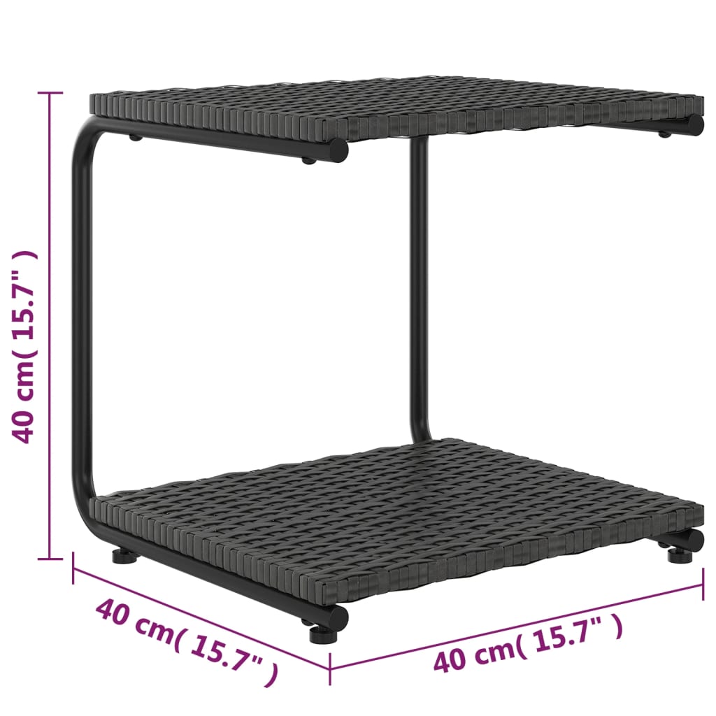 Ligbed met kussens 2-persoons poly rattan zwart