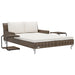 Ligbed met kussens 2-persoons poly rattan bruin
