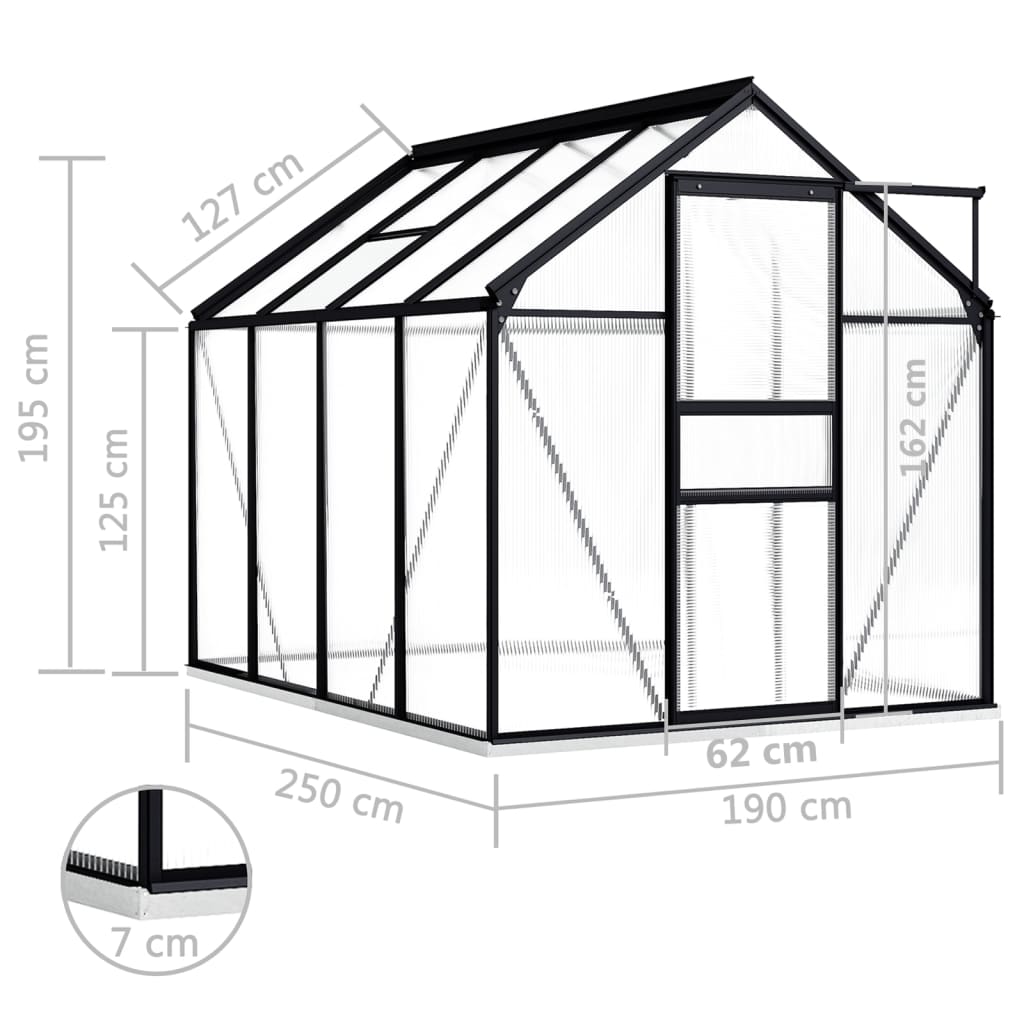 Tuinkas met basisframe 4,75 m² aluminium antracietkleurig