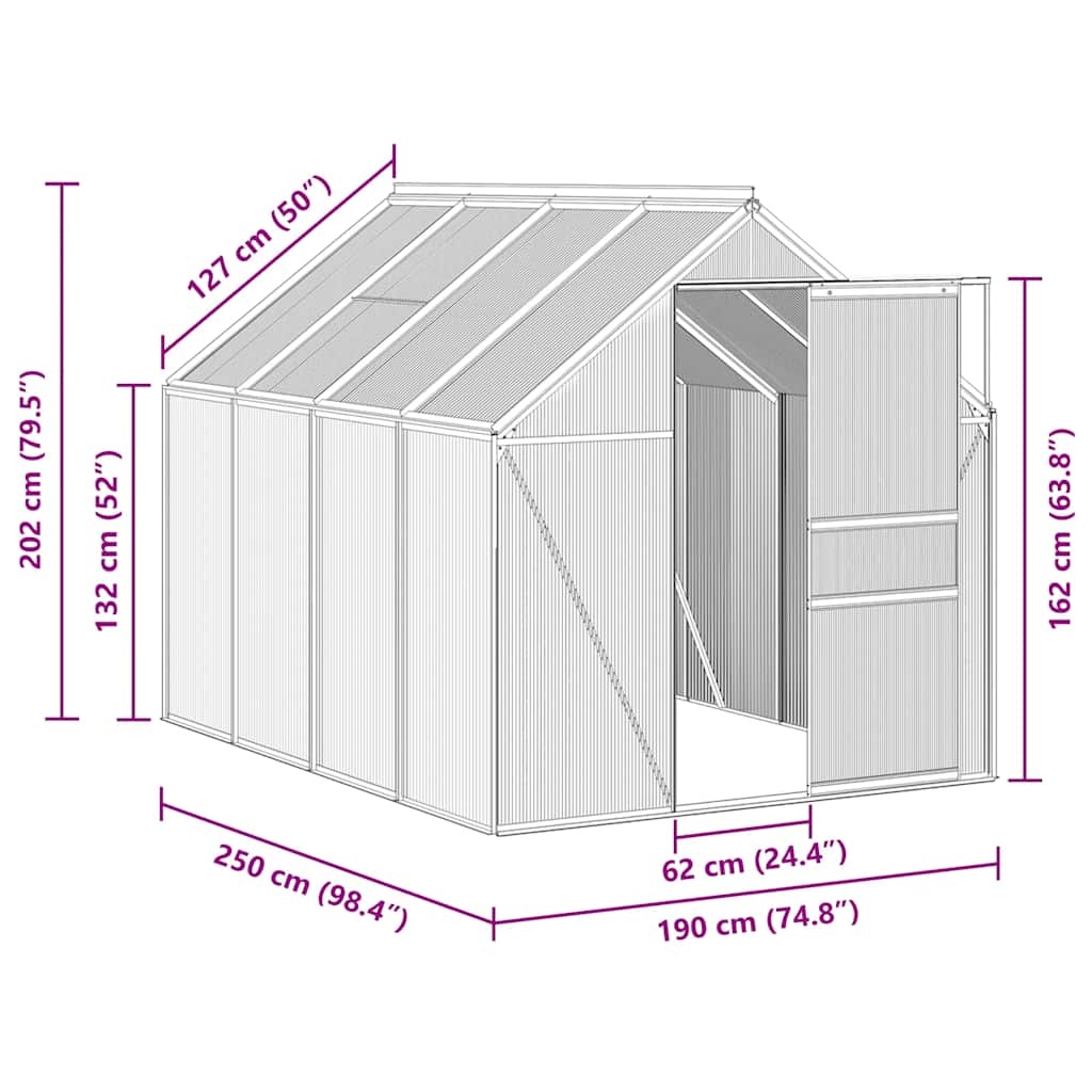 Tuinkas met basisframe 4,75 m² aluminium antracietkleurig