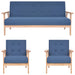 3-delig Bankstel stof blauw