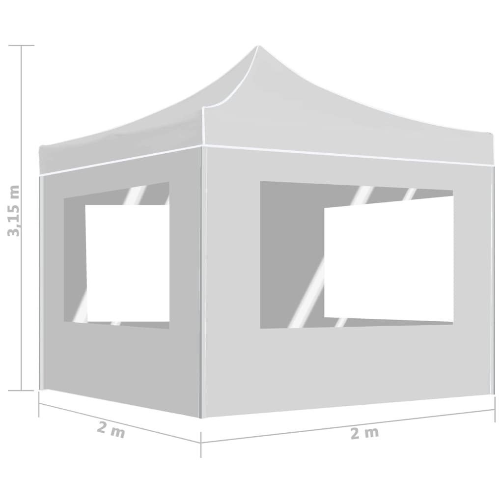 Partytent inklapbaar met wanden 2x2 m aluminium wit