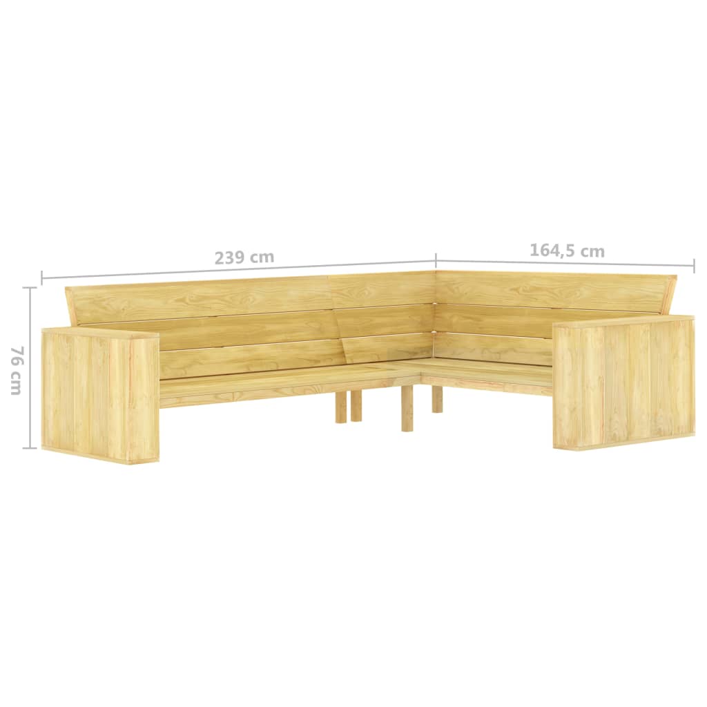 Tuinhoekbank 239 cm geïmpregneerd grenenhout