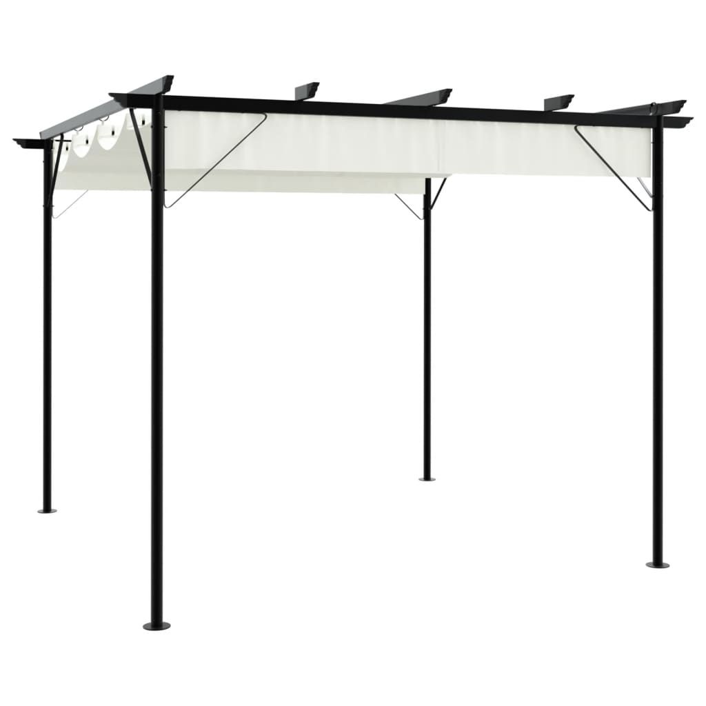 Pergola met uitschuifbaar dak 3x3 m staal crémewit