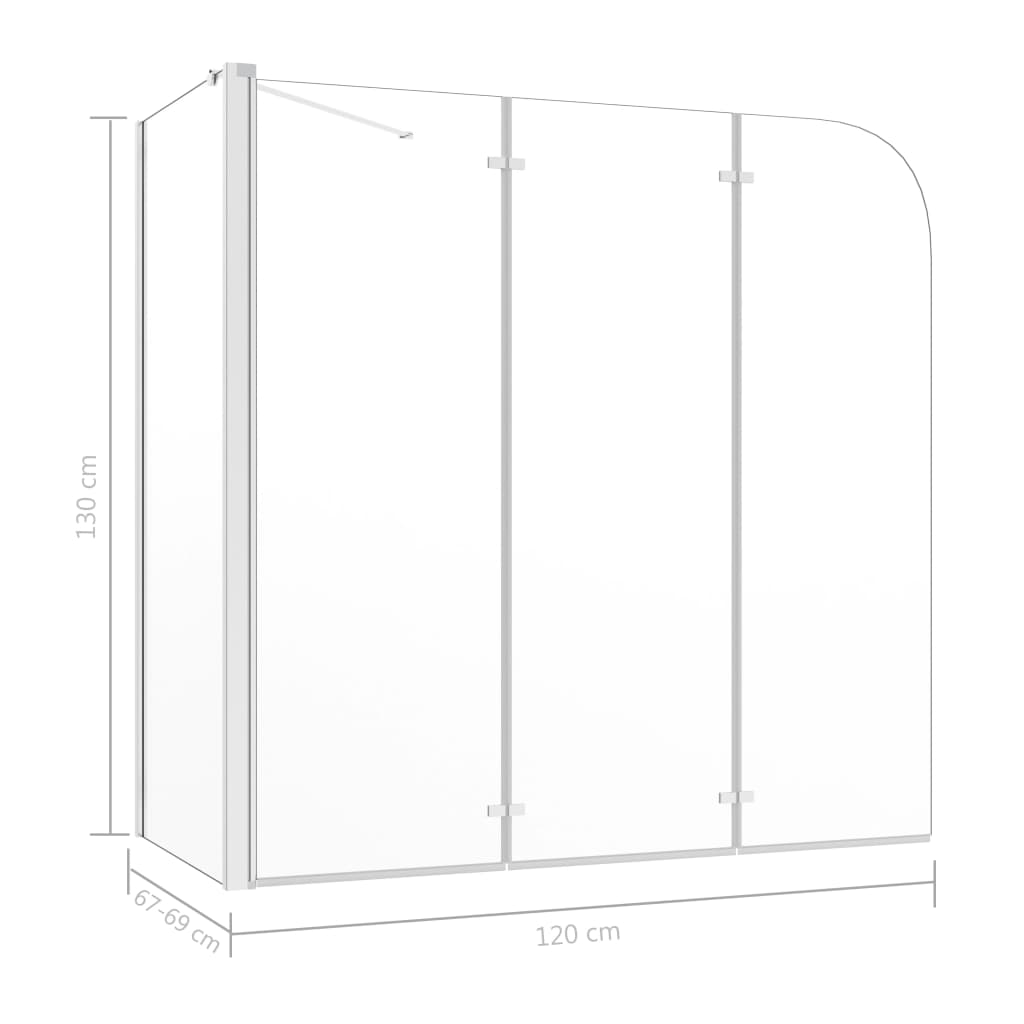 Badwand 120x69x130 cm gehard glas transparant