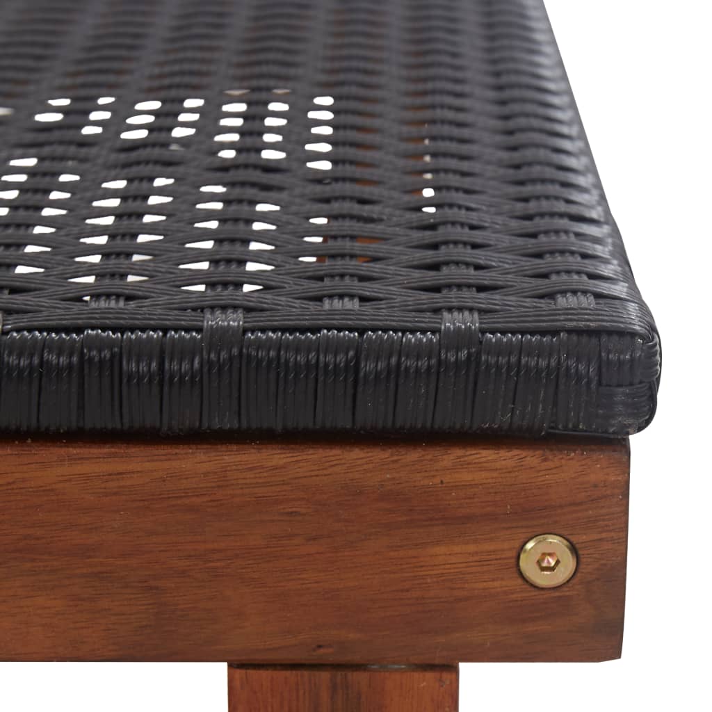 Ligbed poly rattan en massief acaciahout zwart