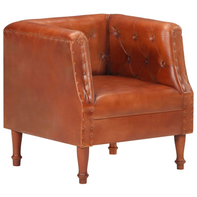 Fauteuil echt leer bruin