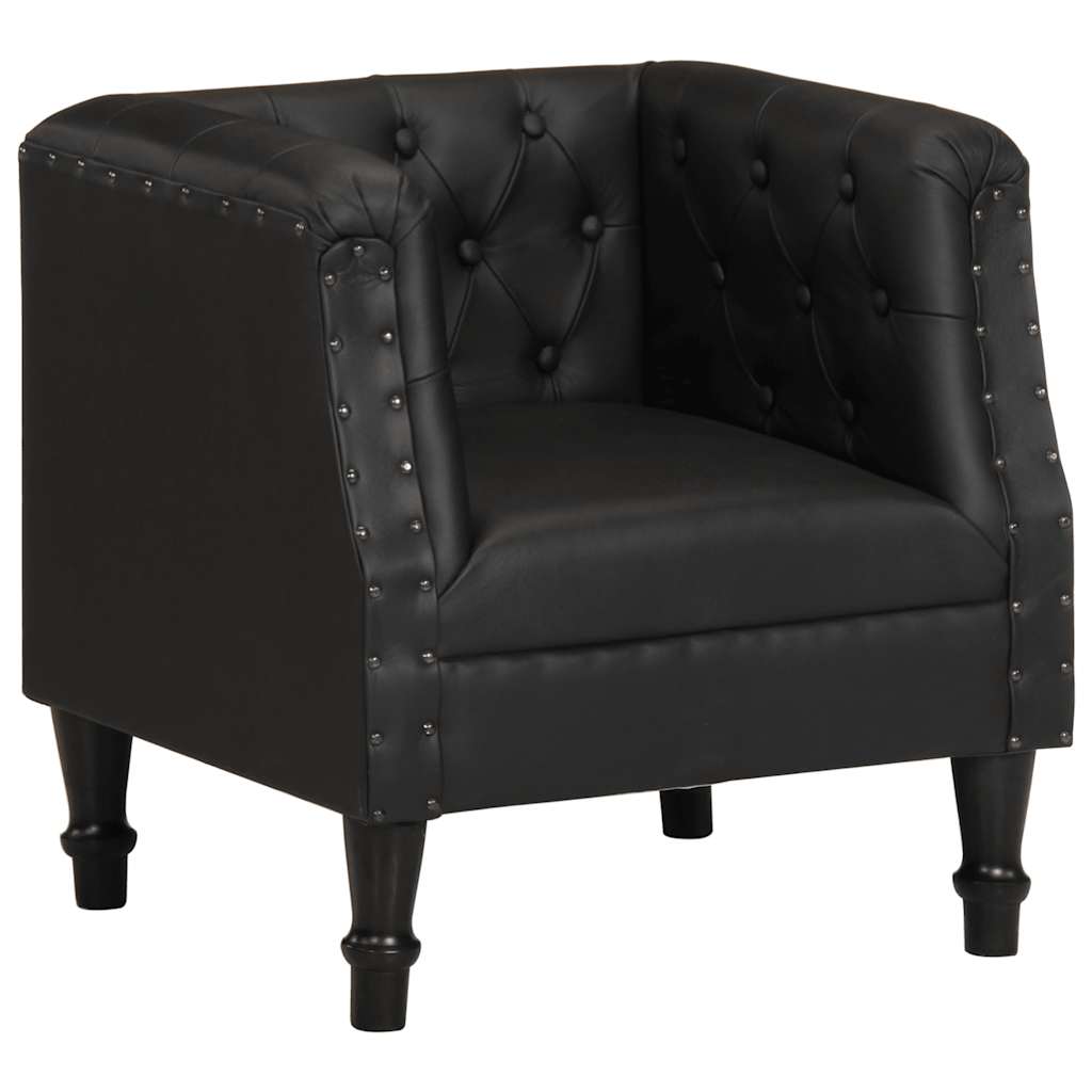 Fauteuil echt leer zwart