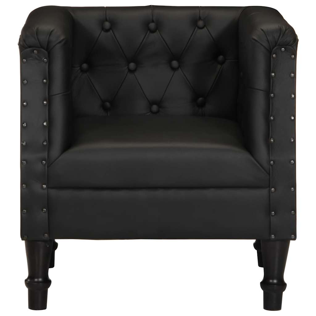 Fauteuil echt leer zwart