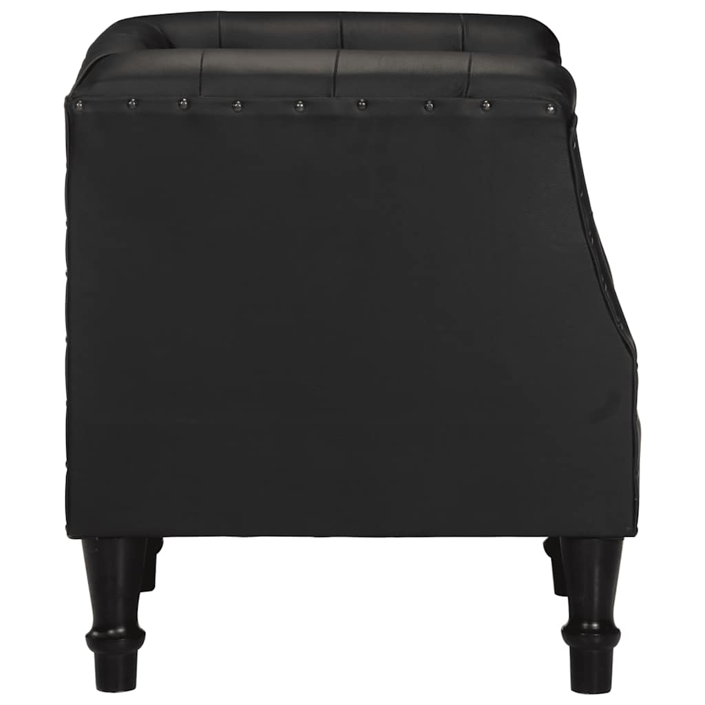 Fauteuil echt leer zwart