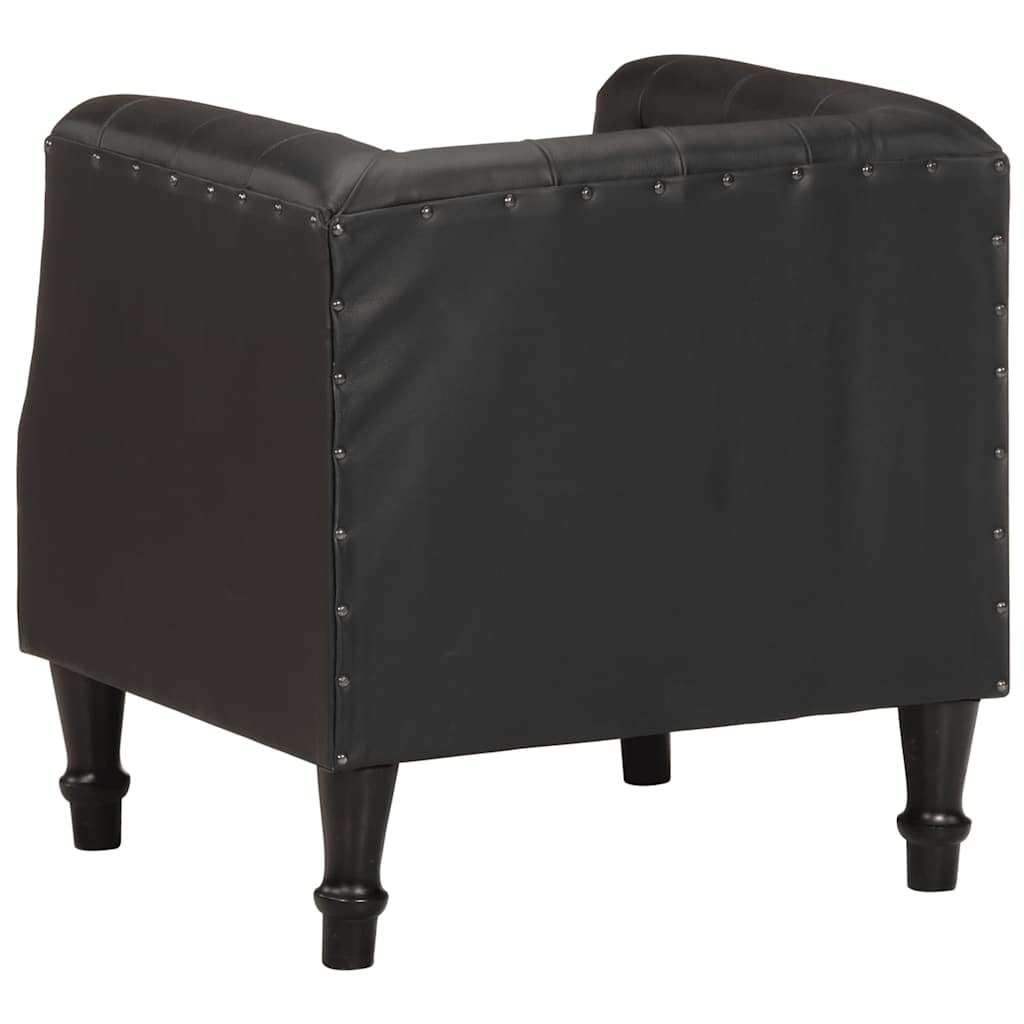 Fauteuil echt leer zwart