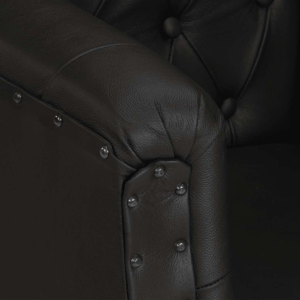 Fauteuil echt leer zwart