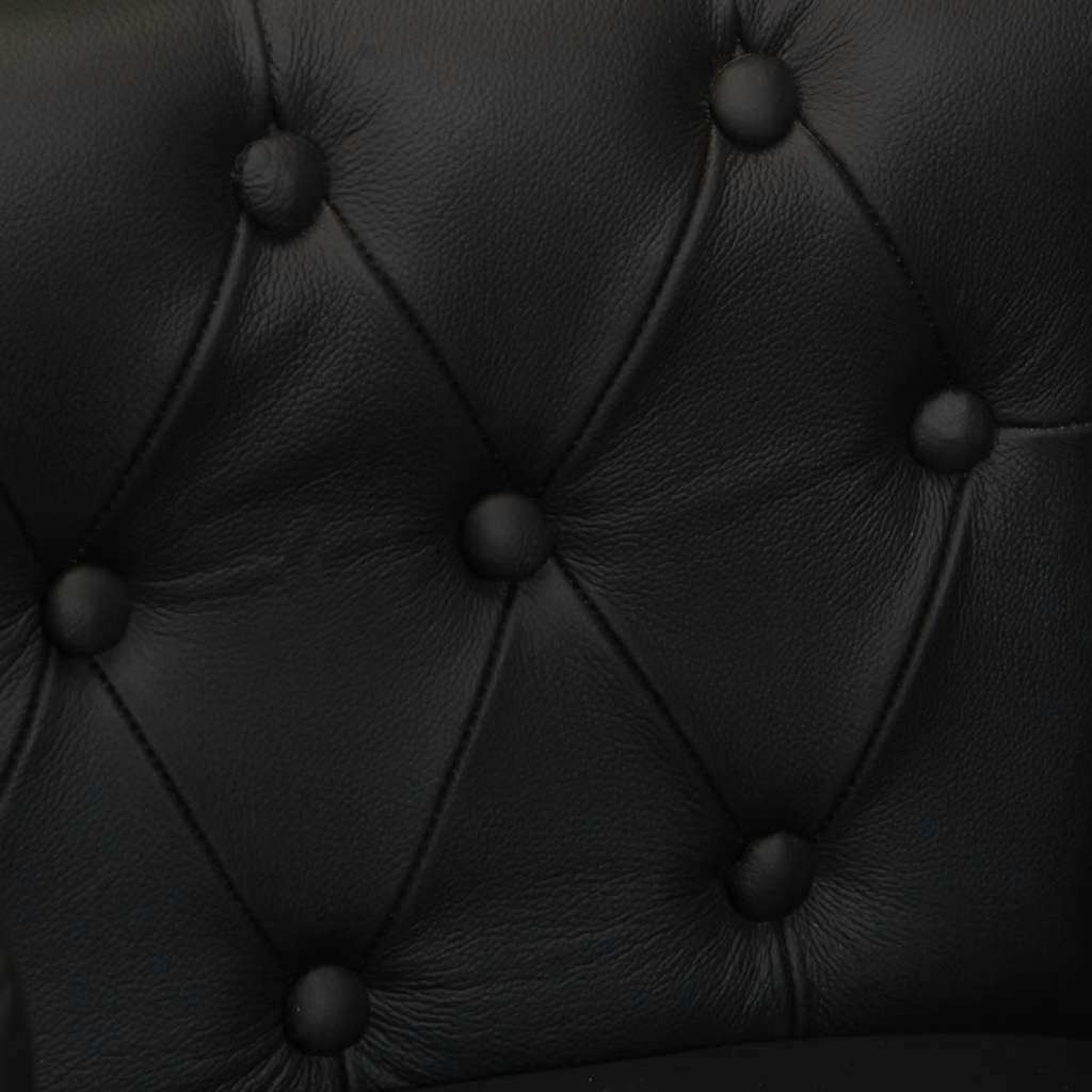 Fauteuil echt leer zwart