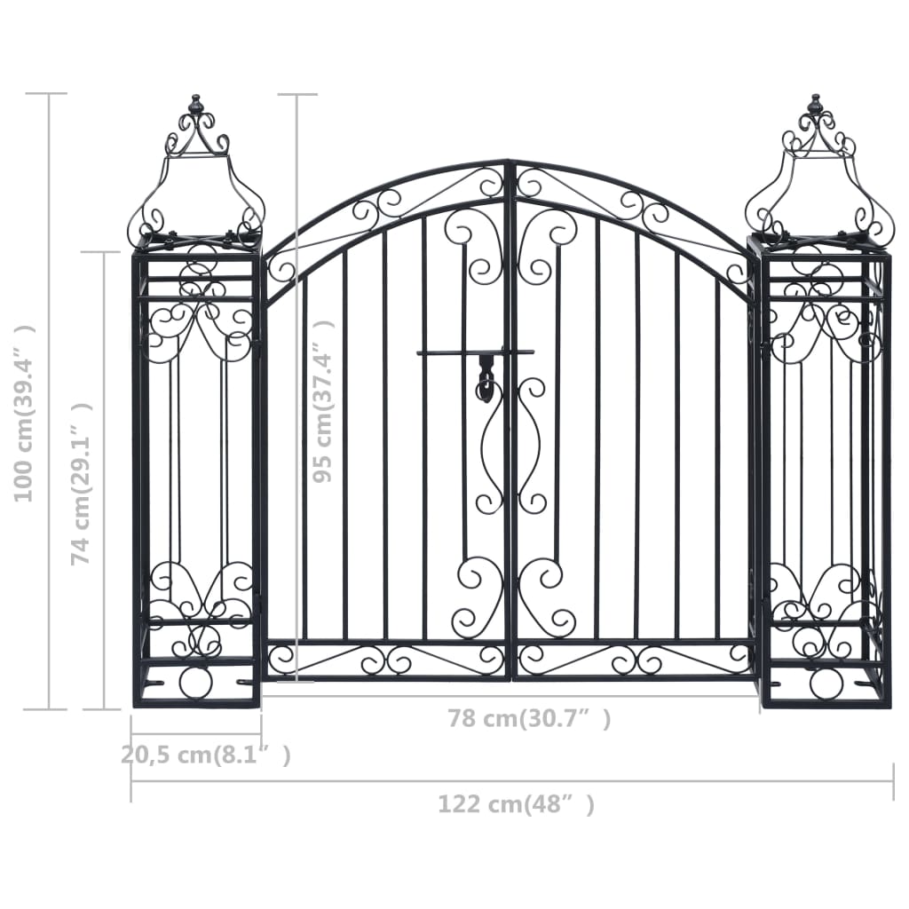 Poort decoratief 122x20,5x100 cm smeedijzer