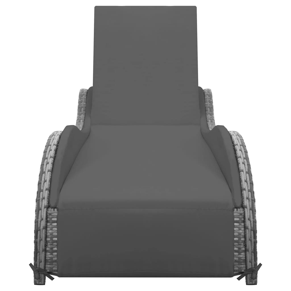 Ligbed met kussen poly rattan antraciet