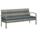 Tuinbank 3-zits met kussen poly rattan grijs