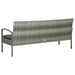 Tuinbank 3-zits met kussen poly rattan grijs
