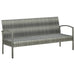 Tuinbank 3-zits met kussen poly rattan grijs
