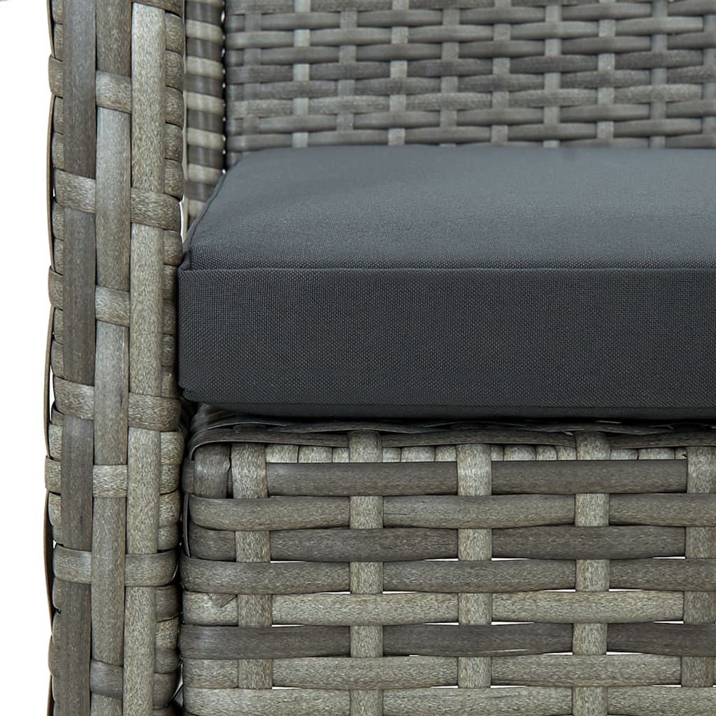 Tuinbank 3-zits met kussen poly rattan grijs