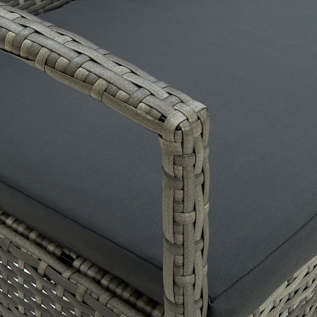 Tuinbank 3-zits met kussen poly rattan grijs