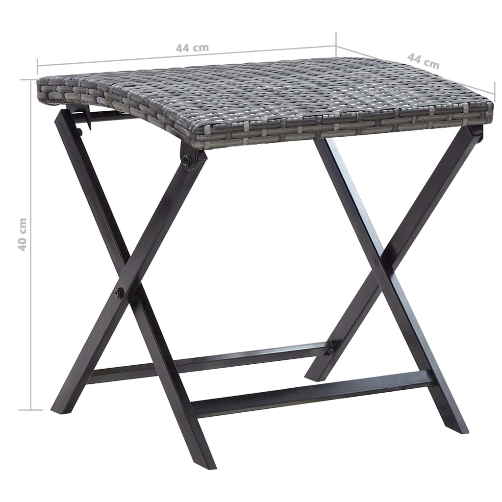 Kruk inklapbaar poly rattan grijs
