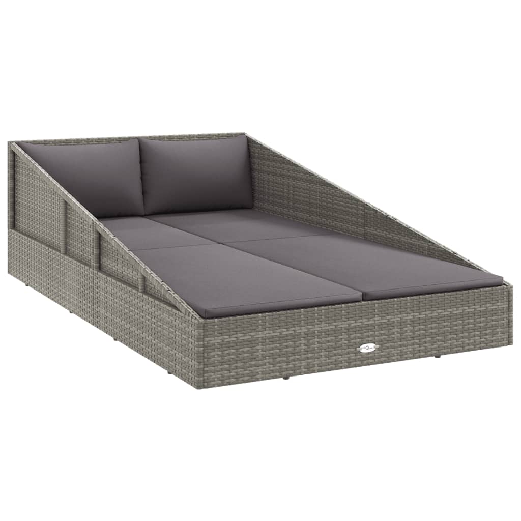 Tuinbed 110x200 cm poly rattan grijs