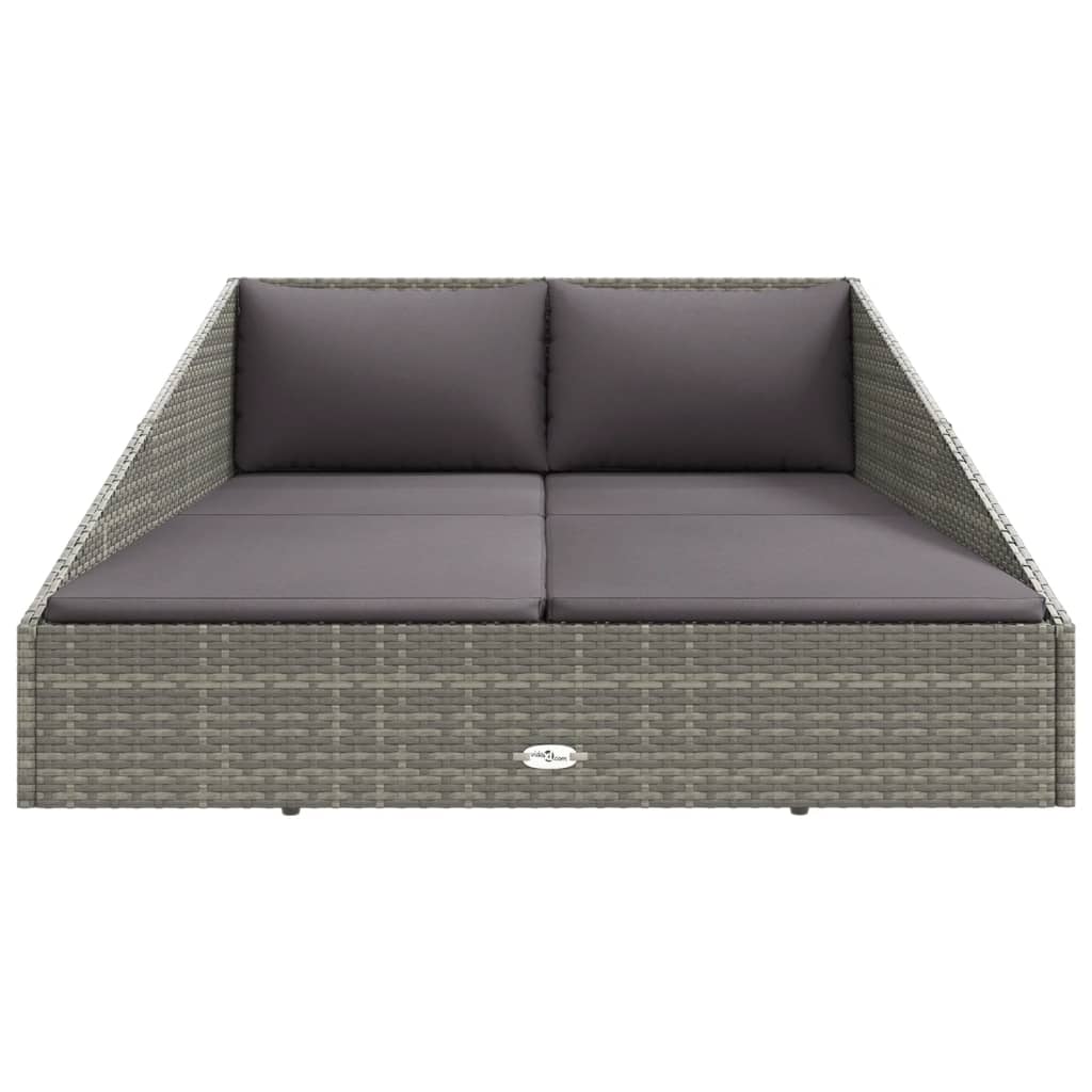 Tuinbed 110x200 cm poly rattan grijs