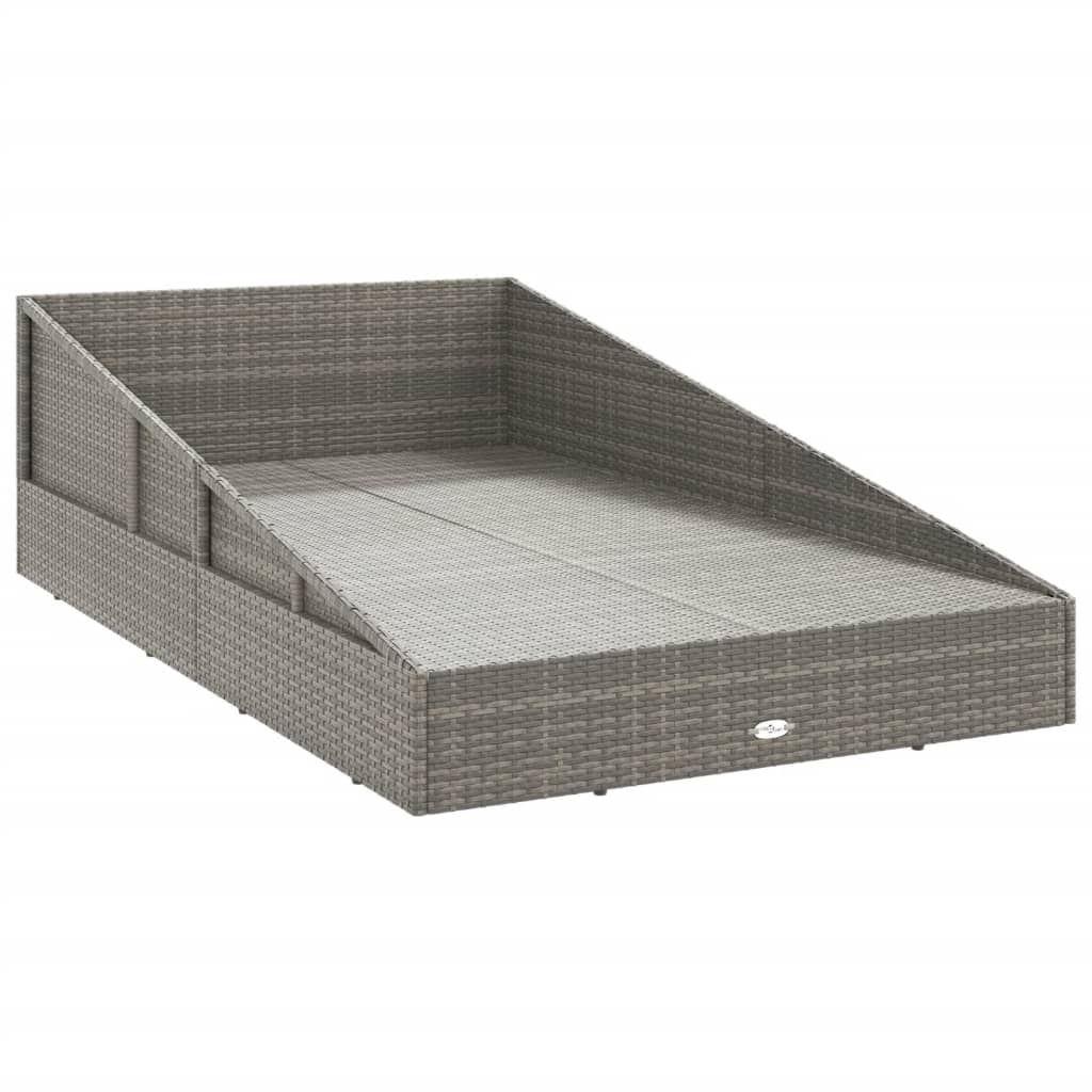 Tuinbed 110x200 cm poly rattan grijs