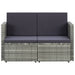 Tuinbank 2-zits met kussens poly rattan grijs