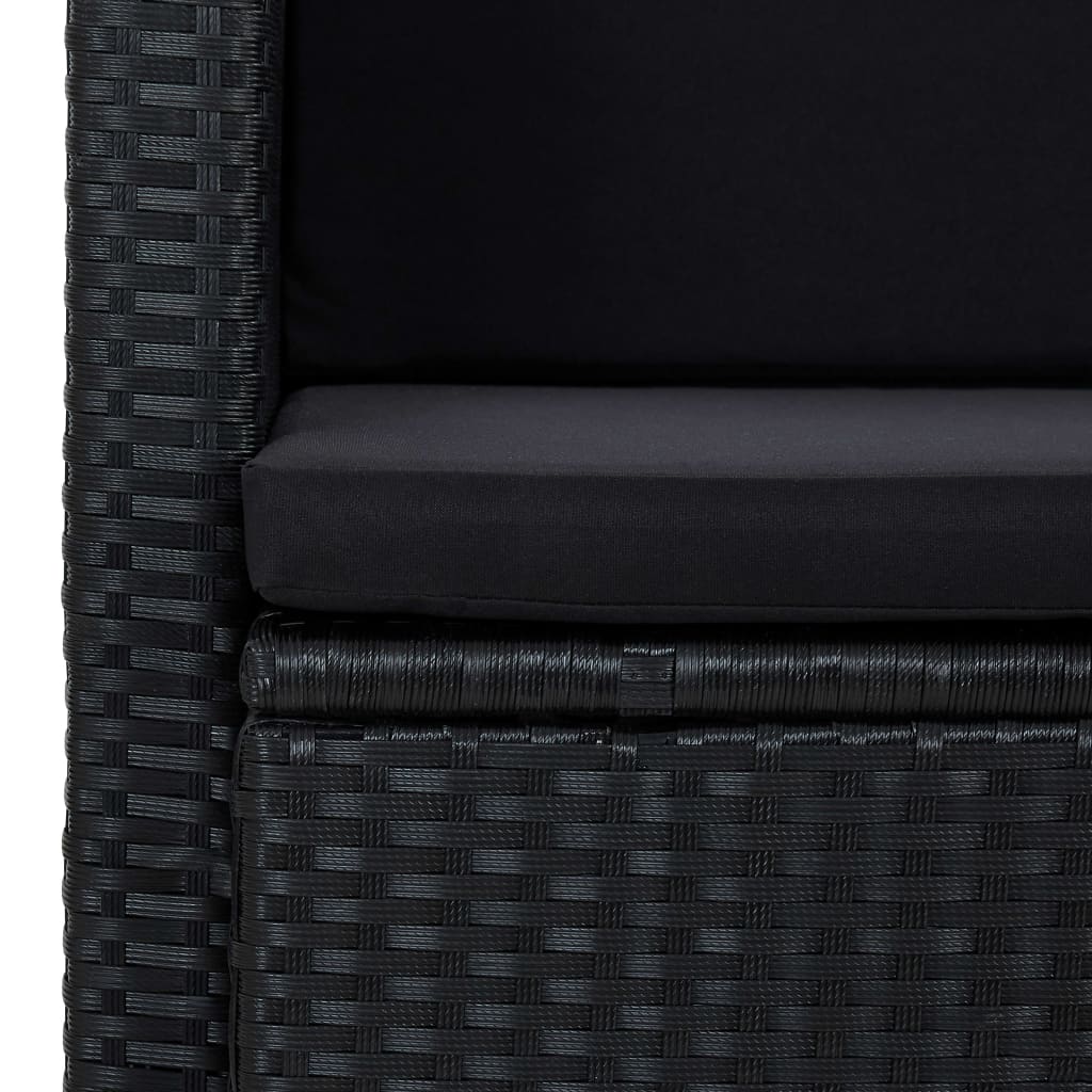 Tuinbank 2-zits met kussens poly rattan zwart