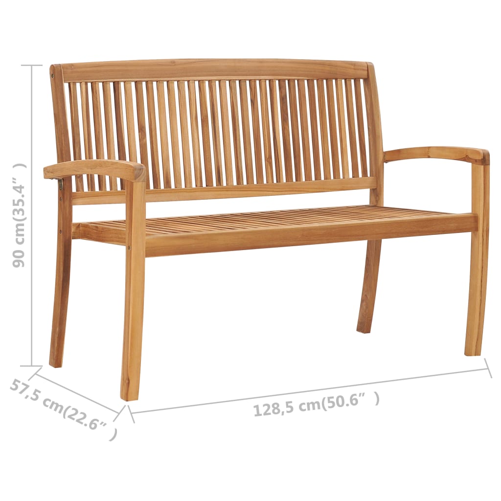 Tuinbank 2-zits stapelbaar 120 cm massief teakhout