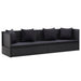 Tuinbed met kussens poly rattan zwart