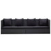 Tuinbed met kussens poly rattan zwart
