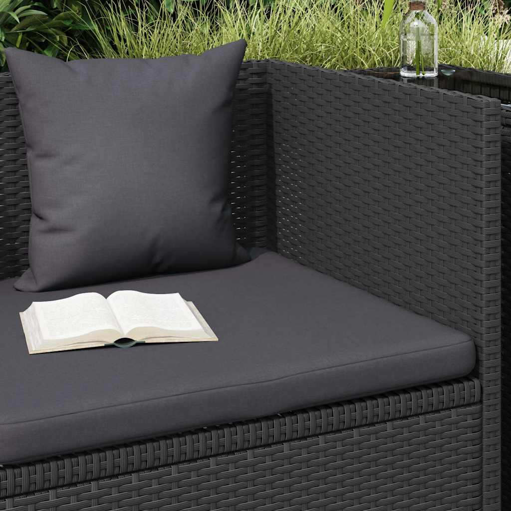 Tuinbed met kussens poly rattan zwart