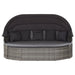Loungebed met luifel poly rattan grijs