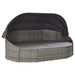 Loungebed met luifel poly rattan grijs