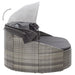 Loungebed met luifel poly rattan grijs