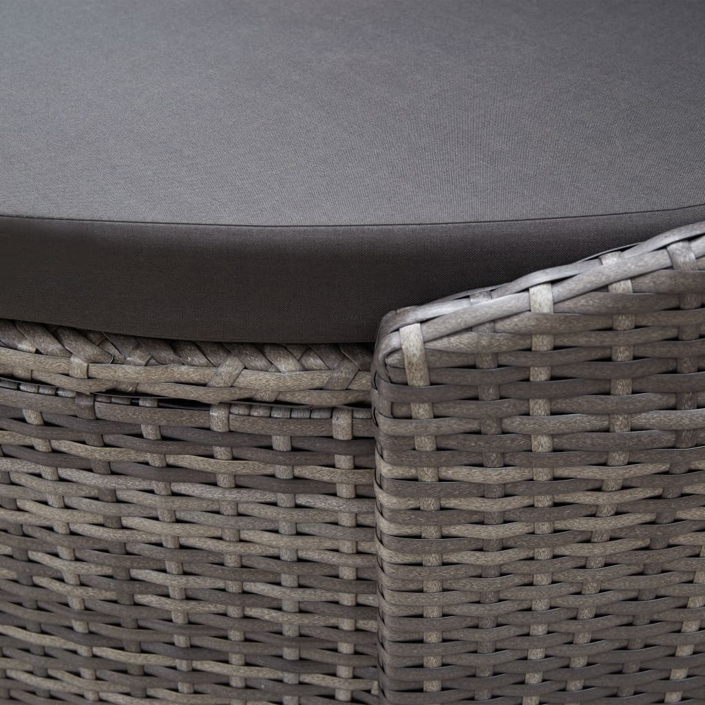 Loungebed met luifel poly rattan grijs
